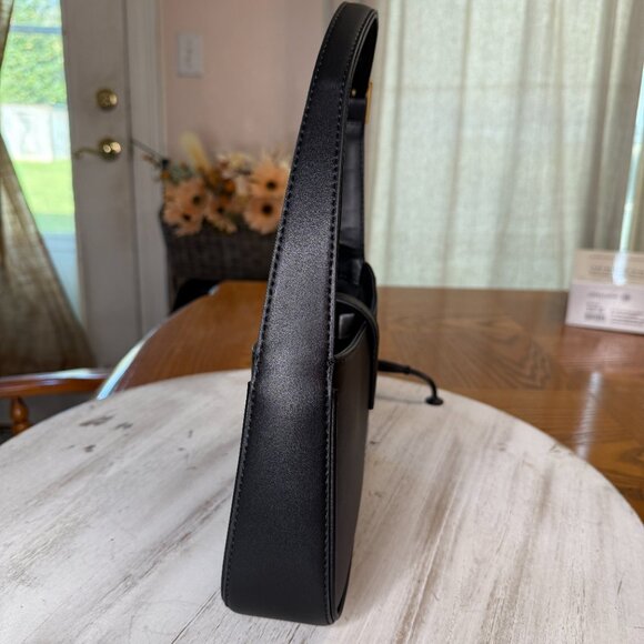 Black Shoulder Bag with Gold Hardware | Designer Inspired - Picture 5 of 16